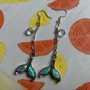 Teal Dolphin Tail Earrings